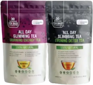 The All Day Slimming Tea formula helps keep your metabolism fit and gives you more energy, now with a 50% discount.